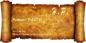 Hamar Pál névjegykártya